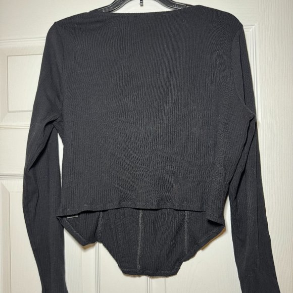 ASOS DESIGN rib fitted corset top with ultra wide neck in black Size US 14 - Picture 5 of 7